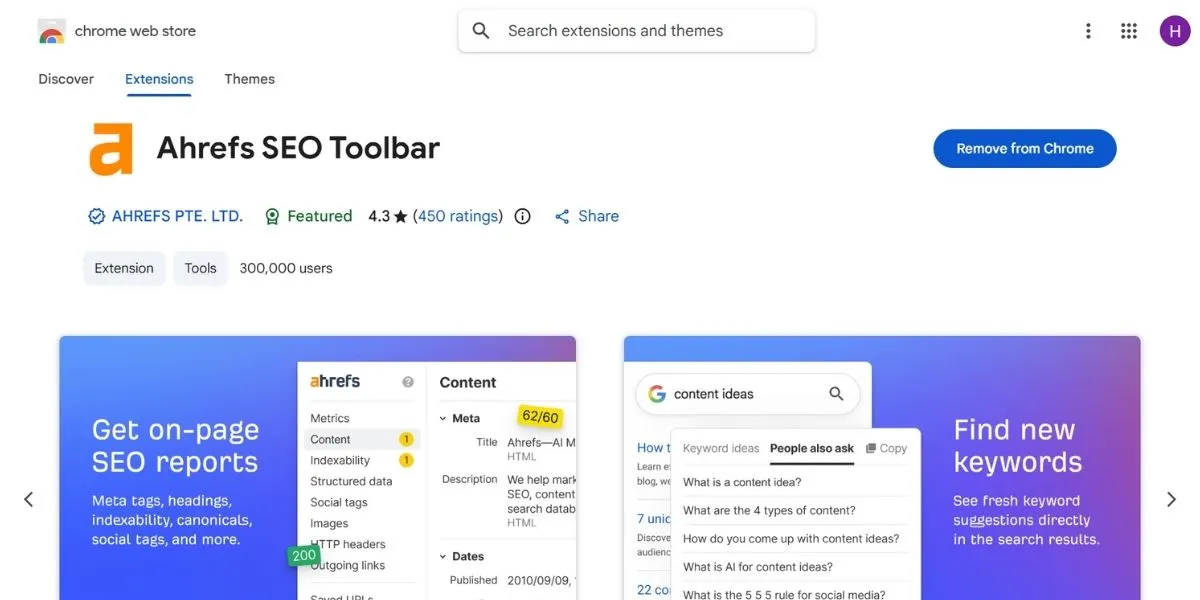 ahrefs - Chrome extensions for SEO
