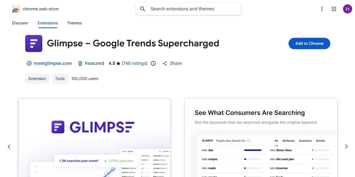 glimpse - Chrome Extensions for SEO
