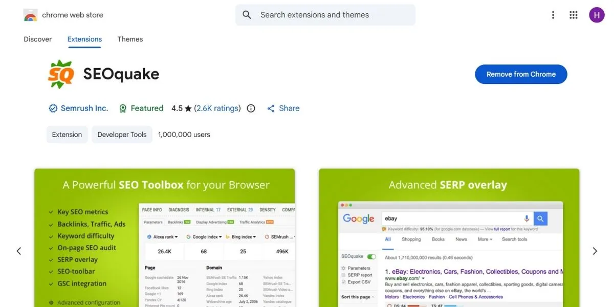 seoquake - Chrome Extensions for SEO