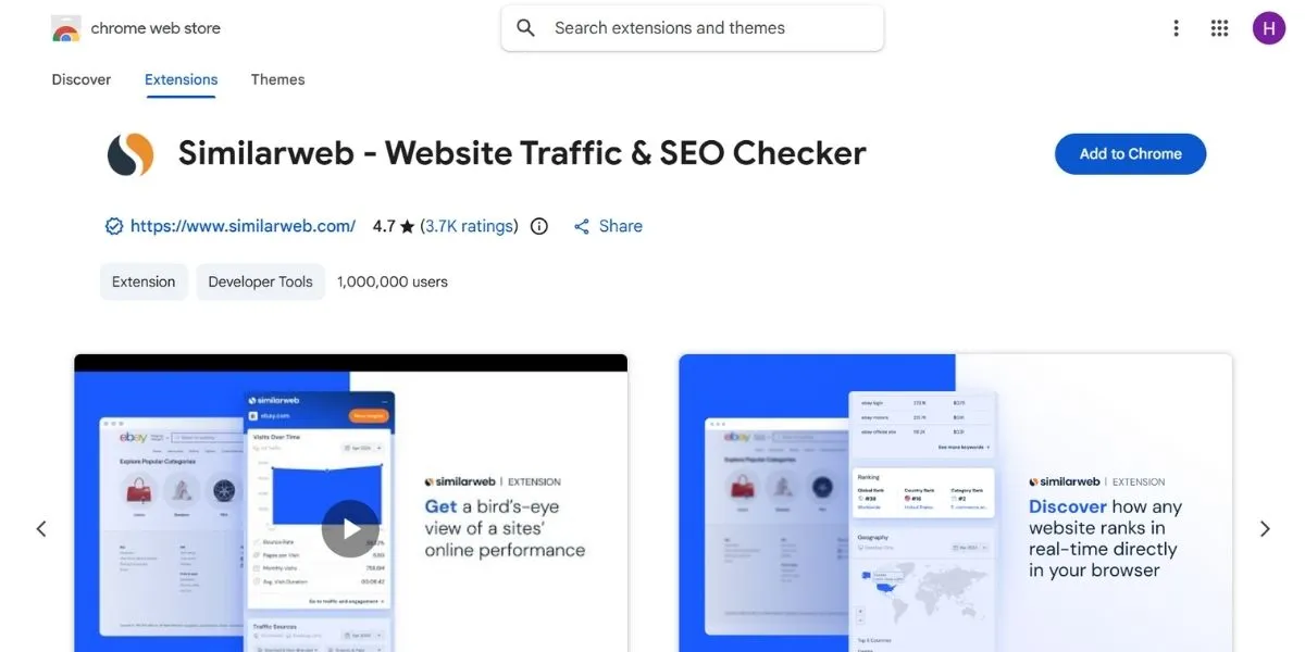 similarweb - Chrome Extensions for SEO