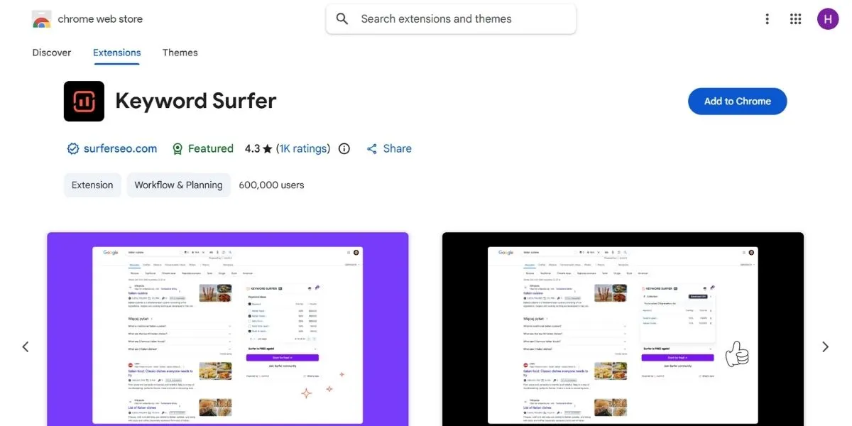 surfer - Chrome Extensions for SEO
