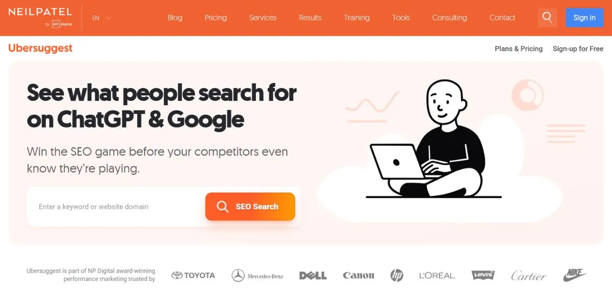 ubersuggest - best ahrefs alternatives